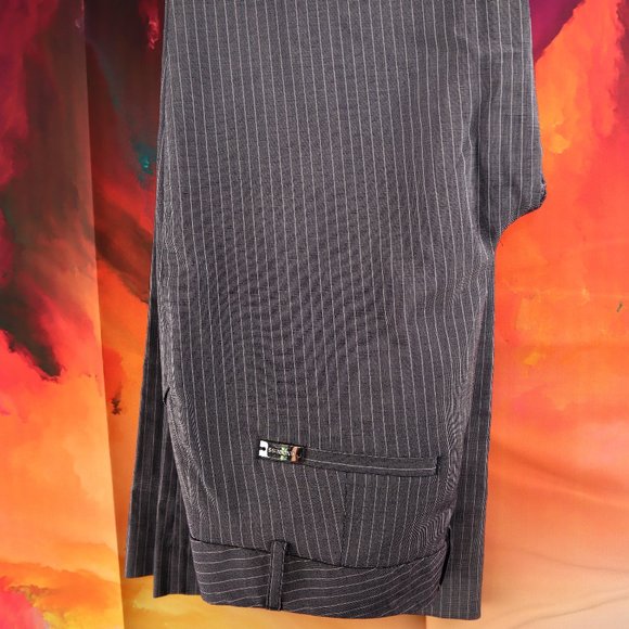 Express Design Studio Editor Dotted Gray Pants with White Pinstripes. Size 0 - Picture 4 of 4